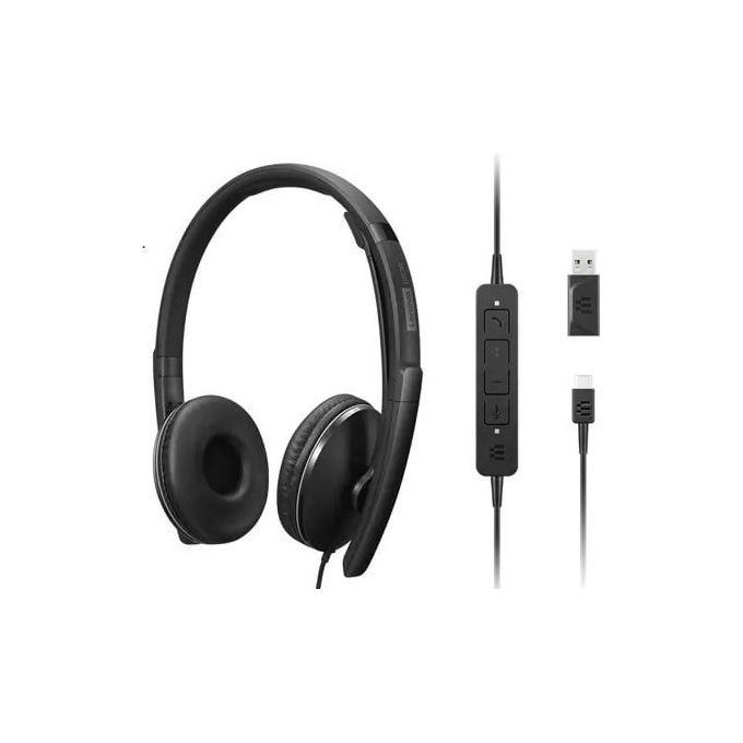 Lenovo Cuffie On-Ear Cablate USB-C Nero Certificate Zoom