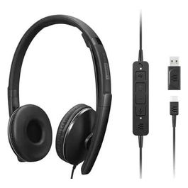 Lenovo Gen 2 Cuffie con Microfono Over Ear Cablato USB-C Nero Certificato per i Team Microsoft