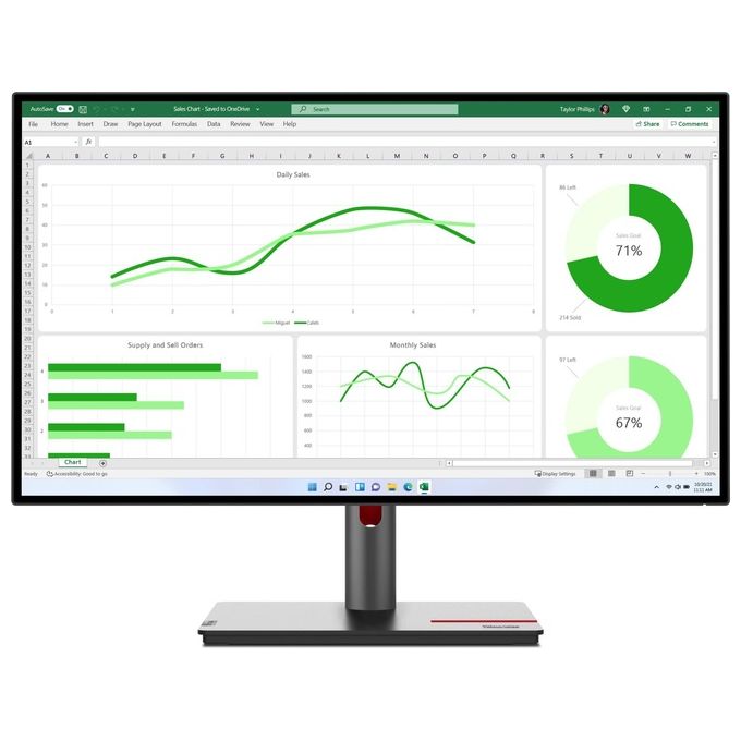 Image of Lenovo Monitor ThinkVision P27q-30 27'' 2K QHD 2560 x 1440 IPS 16:9 WLED 4ms (GtG) 60Hz HDMI 2.0 DP 1.4 DP out USB Hu