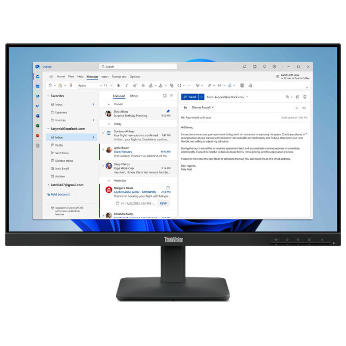 Lenovo Thinkvision S24-4E Monitor PC 23,8" Full HD IPS 100 Hz (Nero)