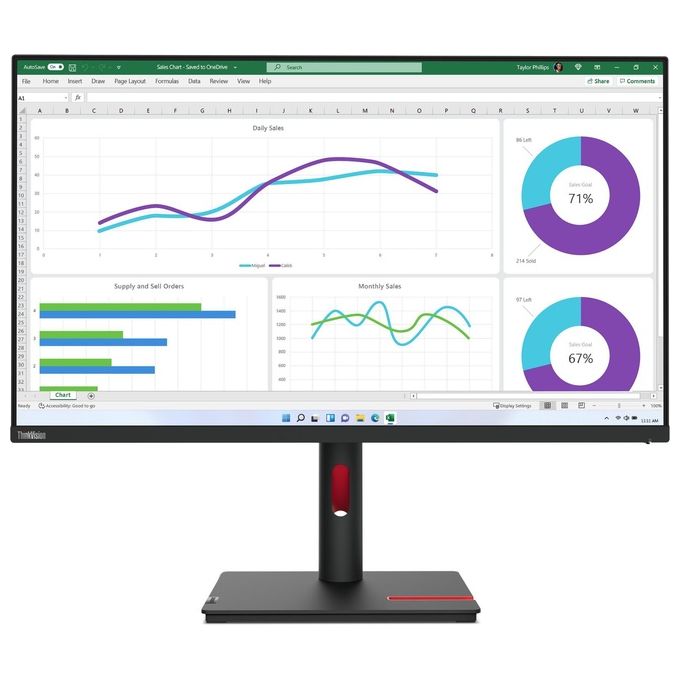 Image of Lenovo ThinkVision T32h-30 LED Display 31.5'' 2560x1440 Pixel Quad HD Nero