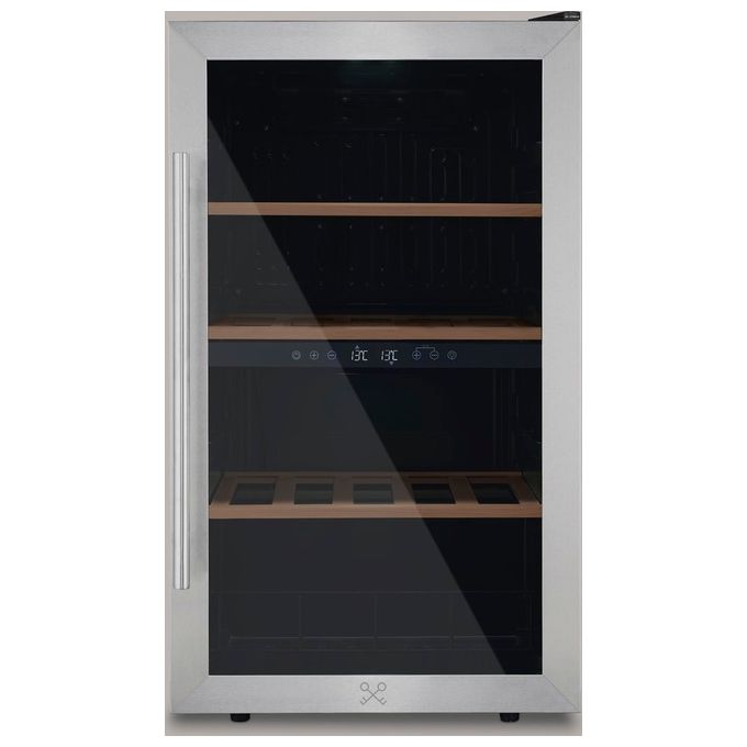 Les Petits Champs CAVCD32 Cantinetta Vino da Incasso 32 bottiglie Classe energetica G Dual zone con Compressore due zone 5-12C e 12-18C 85 cm Acciaio Inox