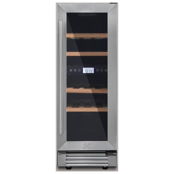 Les Petits Champs CAVCED17 Cantinetta Vino da Incasso 17 bottiglie Classe energetica G Dual zone con Compressore due zone 5-12C e 12-20C 82 cm Acciaio Inox