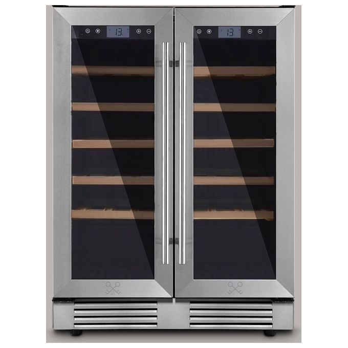 Les Petits Champs CAVCED42 Cantinetta Vino da Incasso 42 bottiglie Classe energetica G Dual zone con compressore due zone entrambe 5-20C 82 cm Acciaio Inox