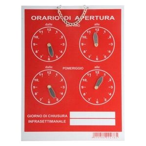 Letterfix Cartello Orario 4 Orologi Tempopol Rosso Cm 16X21