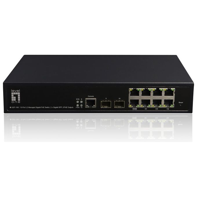 LevelOne GEP-1061 Switch di Rete Gestito L2 Gigabit Ethernet 10-100-1000 Supporto Power Over Ethernet Nero