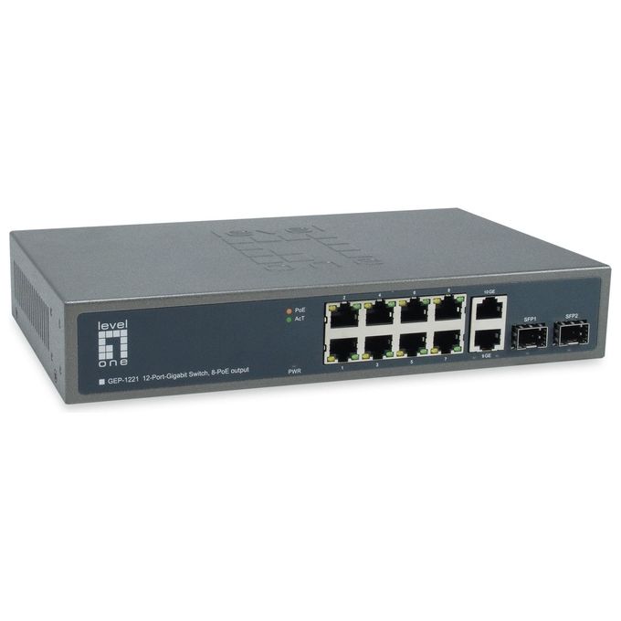 LevelOne GEP-1221 Switch di Rete Non Gestito Gigabit Ethernet 10-100-1000 Supporto Power Over Ethernet Nero