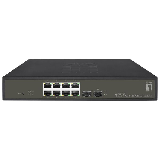 LevelOne GES-2110P Switch di Rete Gestito L2 Gigabit Ethernet 10-100-1000 Supporto Power over Ethernet Nero