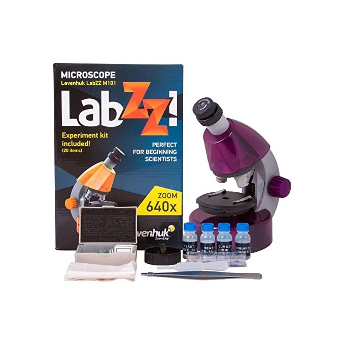 Levenhuk LabZZ M101 Amethyst Microscopio per Ragazzi con Kit per Esperimenti