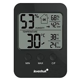 Termoigrometro Digitale Wireless Wezzer Base L30 Nero con Schermo LCD Integrato e Indicatore del Livello di Comfort