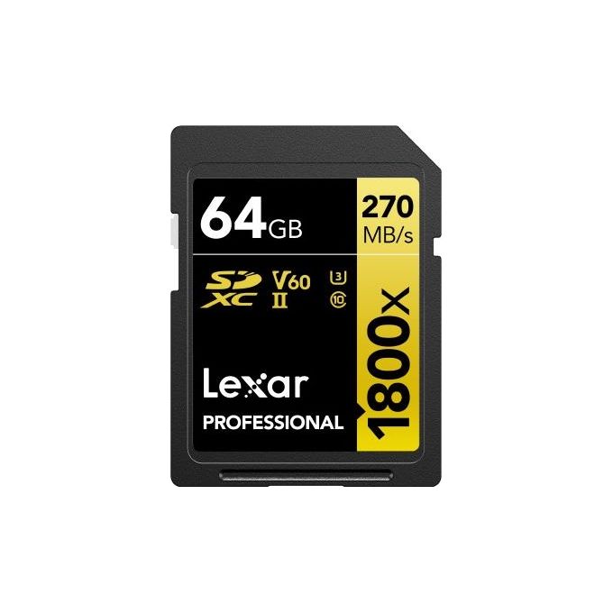 Lexar SDXC Professional 64Gb 1800x UHS-II serie GOLD Classe 10