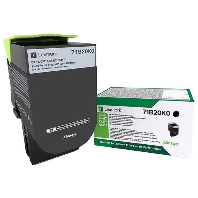 Lexmark 71B20K0 Toner Originale Nero per Stampanti CS317dn CS417dn CX317dn CX417de 3000 pagine colore Nero