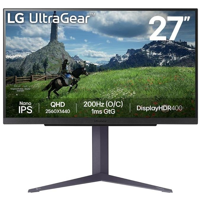 LG 27GS85Q Monitor Gaming UltraGear 27'' Nano IPS QHD (2560x1440) 200Hz (O-C) 1ms (GtG) G-Sync Compatible AMD FreeSync HDR 400 HDMI 2.0 (HDCP 2.2) DisplayPort 1.4 AUX Flicker Safe Nero