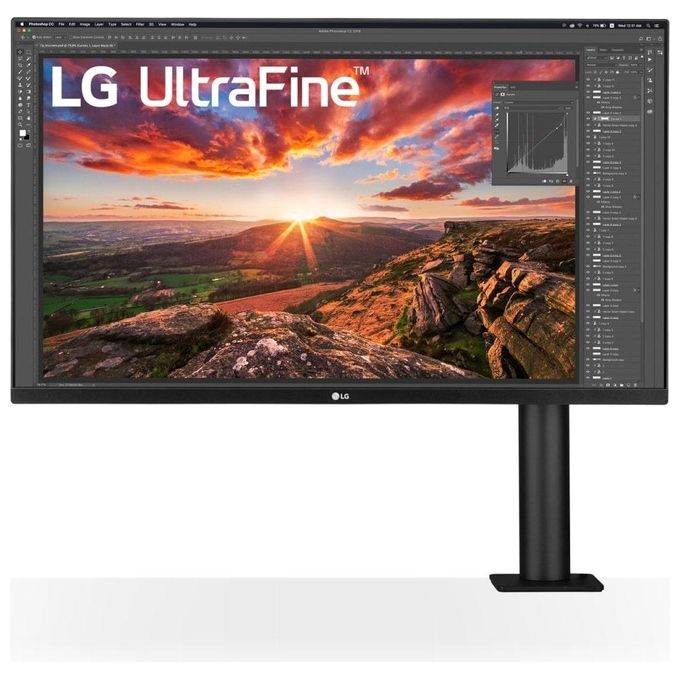 LG 32UN880P ERGO Monitor 32'' UltraHD 4K LED IPS HDR 10, 3840x2160, 5ms, AMD FreeSync 60Hz, Audio Stereo 10W, HDMI 2.0 (HDCP 2.2), Display Port 1.4, USB-C, USB 3.0, AUX, Stand ERGO, Flicker Safe, Nero