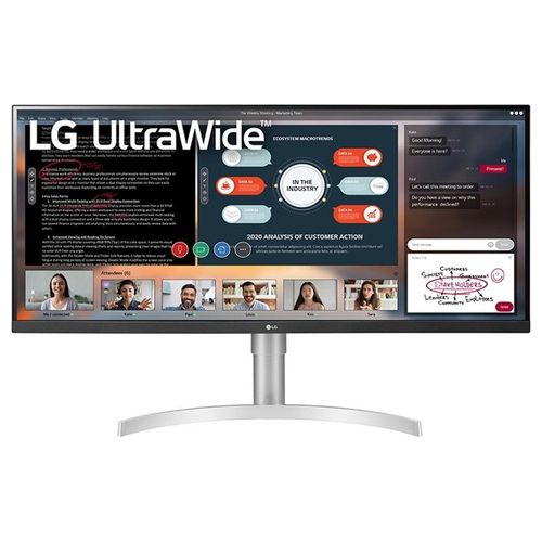LG 34WN650 Monitor 34'' UltraWide 21:9 LED IPS HDR 400, 2560x1080, AMD FreeSync 75Hz, Audio Stereo 14W, HDMI (HDCP 2.2), Display Port 1.4, Uscita Audio, Altezza Regolabile, Flicker Safe, Bianco