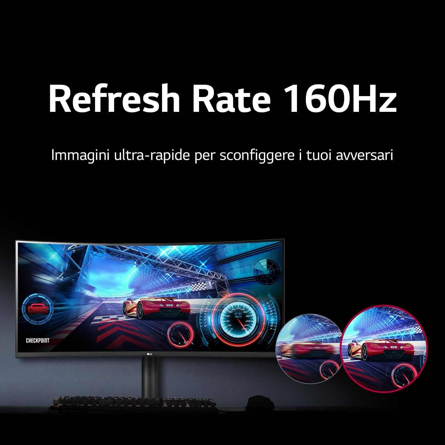 LG Monitor 34'' UltraWide Curvo WQHD, Panel VA, 160Hz, FreeSync Premium,  HDR10 (21:9) (34WP65C-B)