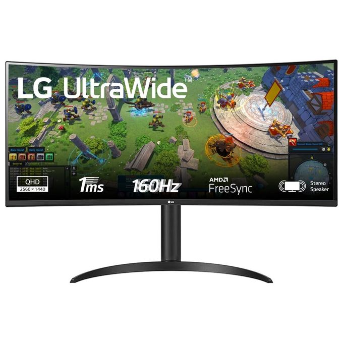 Image of LG 34WP65C UltraWide Monitor 35'' 21:9 QHD Curvo LED VA HDR 10, 3440x1440, 1ms MBR, AMD FreeSync Premium 160Hz, HDMI 2.0 (HDPC 2.2), Display Port 1.4, Audio Stereo 14W, AUX, Flicker Safe, Nero