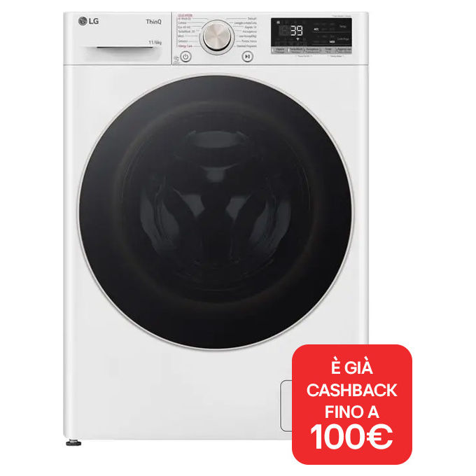 Image of LG D4R7011TSWG Lavasciuga 11-6 Kg Classe D-A1400 giri Vapore Allergy Care Wifi 600x850x565 Bianco