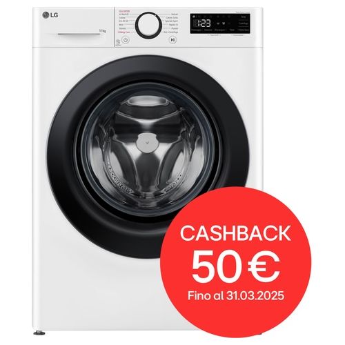 AI DD F4R3011NSWB Lavatrice Classe A -10% Carica Frontale Serie R3 Lavatrice 11kg 1400 giri AIWash Lavaggio a vapore Motore Direct Drive Smart Diagnosis Libera installazione Bianca