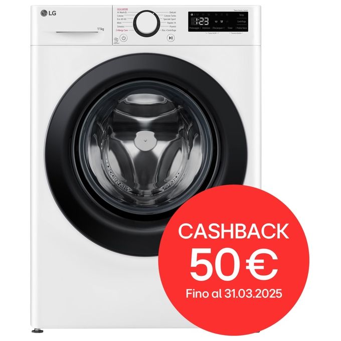 Image of LG AI DD F4R3011NSWB Lavatrice Classe A -10% Caricamento frontale Serie R3 Lavatrice 11kg 1400 giri AIWash Lavaggio a vapore Motore Direct Drive Smart Diagnosis Libera installazione Bianca