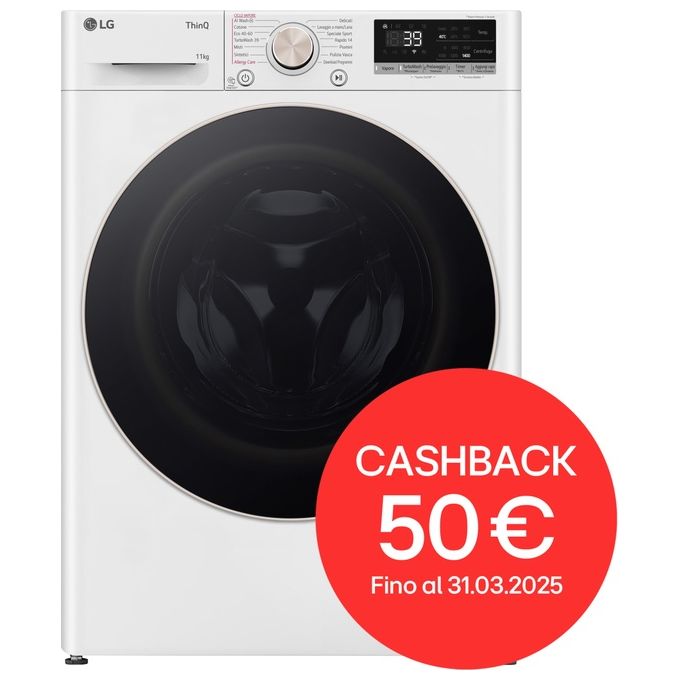 Image of LG AI DD F4R7011TSWG Lavatrice 11kg a Caricamento frontale Serie R7 Lavatrice Classe A -10% 1400 giri TurboWash 360 Vapore su 7 Programmi Wi-Fi Libera installazione Bianco