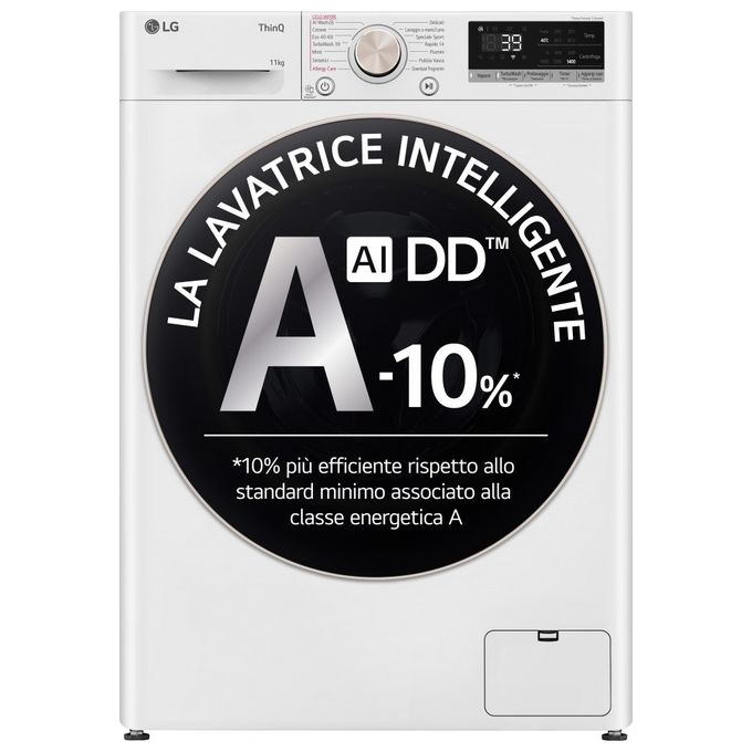 LG AI DD F4R7011TSWG Lavatrice 11kg a Carica Frontale Serie R7 Lavatrice Classe A -10% 1400 giri TurboWash 360 Vapore su 7 Programmi Wi-Fi Libera inst