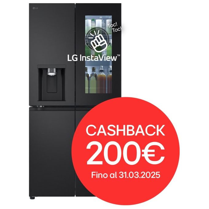 LG GMG860EPBE Frigorifero Slim Multidoor InstaView Classe E 638 Litri Wi-Fi Door e Linear Cooling Frigo con Dispenser Acqua UVnano senza allaccio Metal Fresh Frigorifero Nero Opaco