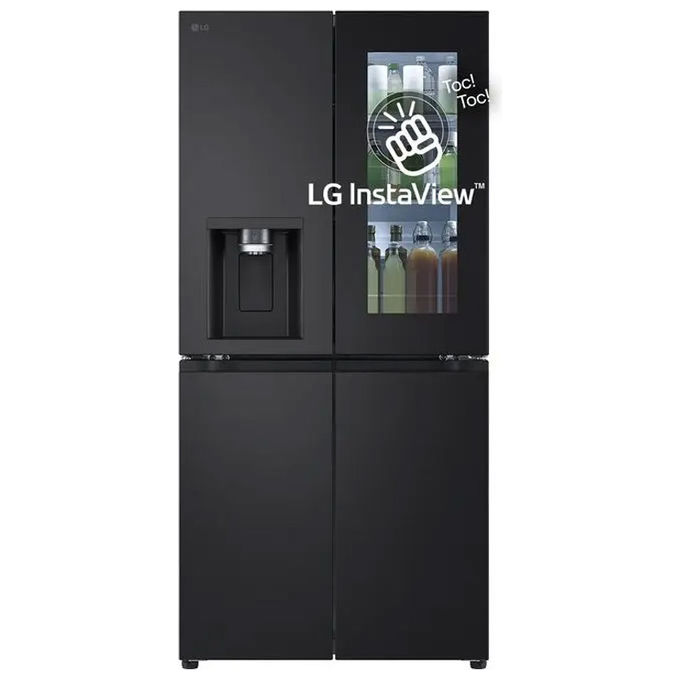 LG GMG860EPBE Frigorifero Slim Multidoor InstaView Classe E 508Litri Wi-Fi Door e Linear Cooling Frigo con Dispenser Acqua UVnano con allaccio Metal Fresh Frigorifero Nero Opaco
