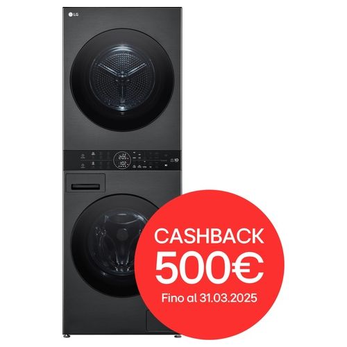 Washtower Lavasciuga WT1210BBF Platinum Black Lavatrice Classe A-10% 12kg e 10KG Asciugatura