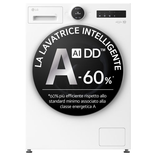 Lg, Lavatrice 9kg, AI DD Serie X9, Classe A, 1400 Giri, Bianca