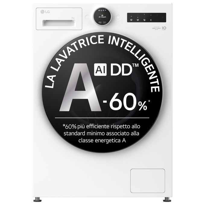 Lg Lavatrice 9kg AI DD Serie X9 Classe A 1400 Giri Bianca