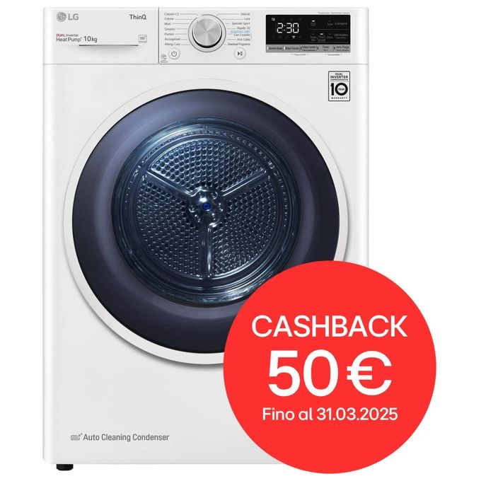 Image of LG RH10V9AV4W Asciugatrice A condensazione con pompa di calore Classe energetica A+++ Capacita' di carico 10kg Eco Hybrid DUAL Inverter Heat Pump Bianco