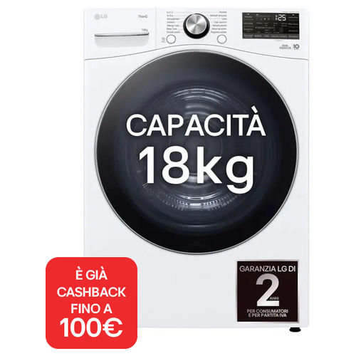 RH18U8AVCW Asciugatrice 18 Kg Classe A Dual Inverter con Pompa di Calore Profondità 82 cm Motore Direct Drive AI Dry Wi-Fi colore Bianco