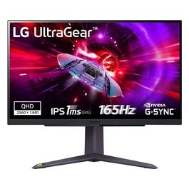 LG 27GR75Q UltraGear Gaming Monitor 27" QHD IPS HDR 10, 2560x1440, 1ms, G-Sync Compatible, AMD FreeSync Premium 165Hz, HDMI 2.0 (HDCP 2.2), Display Port 1.4, AUX, Flicker Safe, Nero