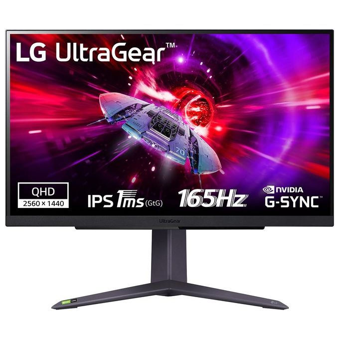 LG 27GR75Q UltraGear Gaming Monitor 27" QHD IPS HDR 10, 2560x1440, 1ms, G-Sync Compatible, AMD FreeSync Premium 165Hz, HDMI 2.0 (HDCP 2.2), Display Port 1.4, AUX, Flicker Safe, Nero