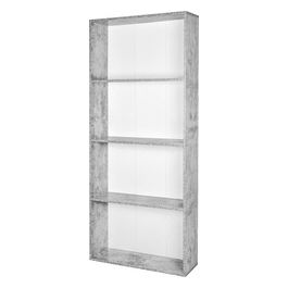 Libreria con 4 Ripiani in Legno Truciolato 73x24cm/H170cm Cemento/Bianco