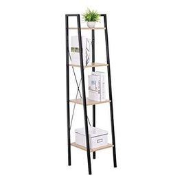 Libreria con 4 Ripiani in Metallo e Legno Truciolato 34x32,5cm/H148cm Naturale/Nero