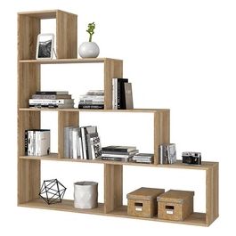 Libreria divisoria da terra Kafka S01 con 6 scomparti 145x29x145 Rovere spazzolato