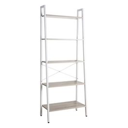 Libreria Lilas 5 Scaffali in Legno Truciolato 64x34cm/H164cm Bianco/Naturale