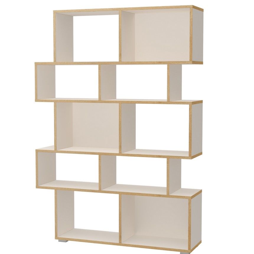 Libreria da terra bianca opaca e rovere H160xL115xP28