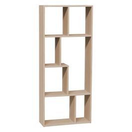 Libreria da terra con ripiani sfalsati 63X24X150 in mdf marrone e legno