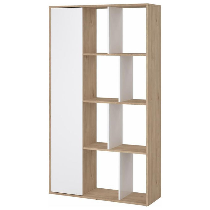 Tvilum 71739HLUU Libreria Maze con 1 Anta 3 Ripiani in Legno colore Bianco e Rovere