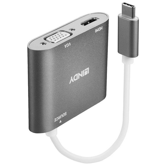 Lindy 43280 Cavo e Adattatore Video 1.1mt USB tipo-C HDMI  VGA (D-Sub) Grigio