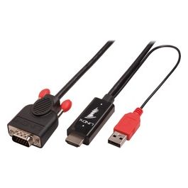 Lindy Cavo e Adattatore Video 2mt HDMI VGA Nero