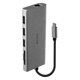 Lindy Hub di Interfaccia Usb 3.2 Gen 1 Type-C 5000 Mbit/s Grigio