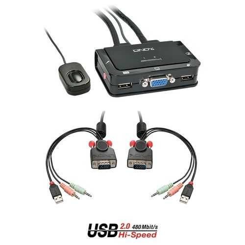 Lindy Switch Kvm Compact Vga Usb 2.0 e Audio 2 Porte