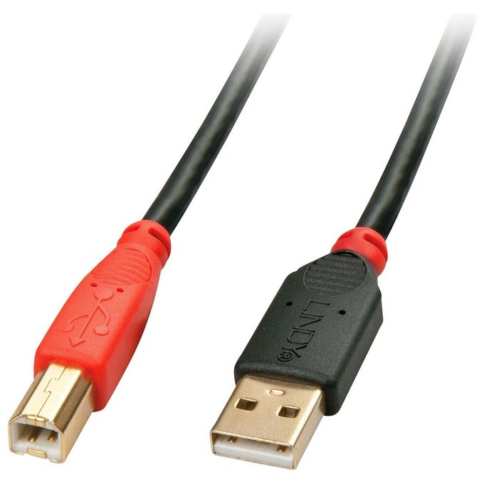 Lindy Usb A/Usb B 15mt Cavo Usb 2.0 Nero/Rosso