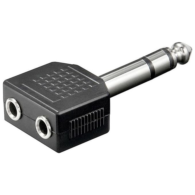 Link adattatore 6.35mm 3 pin stereo - 2x 3.5 mm femmina 3 pin stereo
