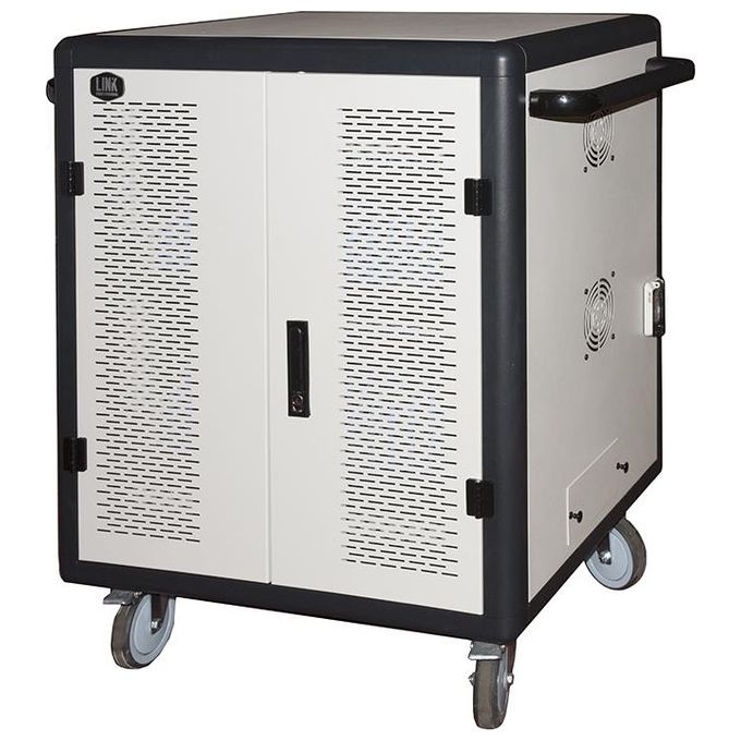 LINK LKSCA40 Armadio Carrello per Ricarica e Alloggiamento 40 Tablet con Multiprese Ventole di Raffreddamento e Ruote colore Grigio Nero