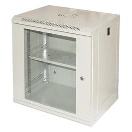 Armadio Rack 19" 9u Serie Light Colore Grigio con Porta Vetro (Axpxl) 600x400x530mm Ripiano Incluso